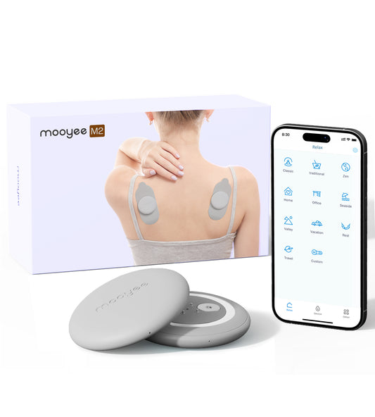 Mooyee M2 Wireless Tens Unit for Pain Relief, 18 Modes Smart APP Tens Massager for Back, Neck, Shoulder, Sciatica Pain Relief and Muscle Recovery(Grey)