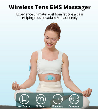 Mooyee Wireless Tens Unit for Pain Relief, 18 Modes Smart APP Tens Massager for Back, Neck, Shoulder, Sciatica Pain Relief and Muscle Recovery(Blue)